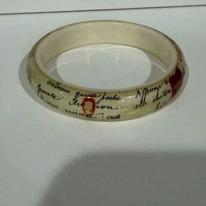 Ivory Script Print Resin Bangle Bracelet - Women Jewelry